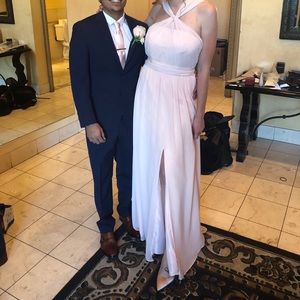 Beautiful blush dress with slit - Bill Levkoff